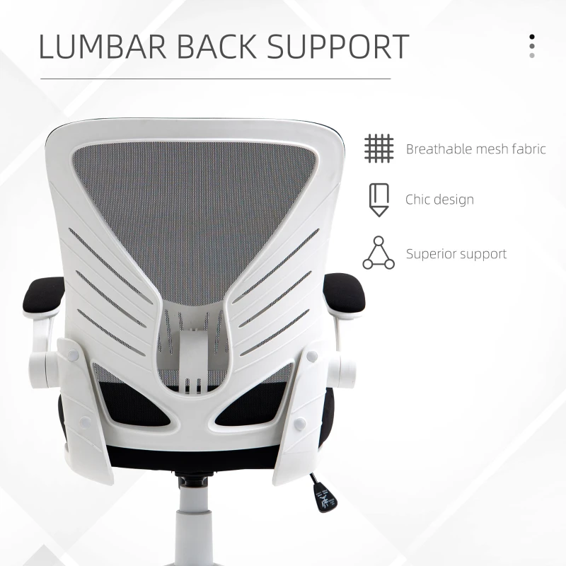 Vinsetto Mid-Back Mesh Home Office Chair Computer Task Ergonomic Desk Chair with Lumbar Back Support, Flip-Up Arm, and Adjustable Height, Black