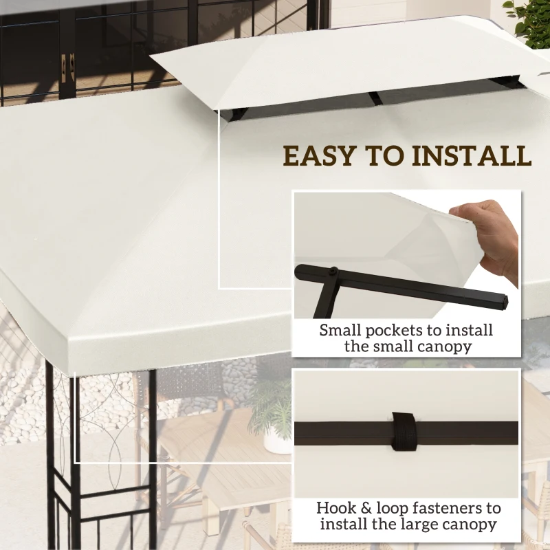 Outsunny 13' x 10' Gazebo Replacement Canopy 2 Tier Top UV Cover Pavilion Garden Patio Outdoor, Cream White (TOP ONLY)