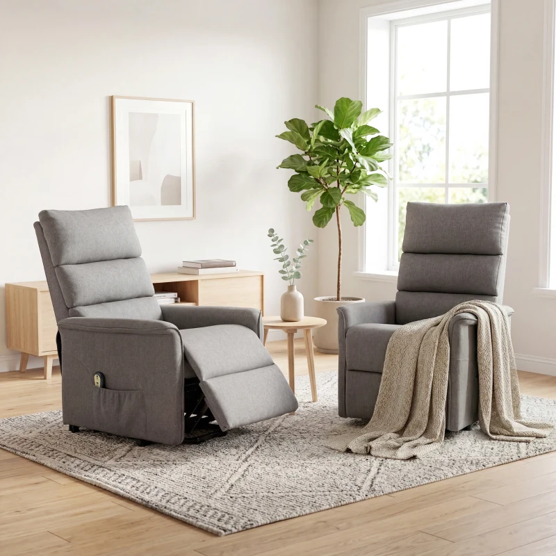 HOMCOM Lift Chair for Elderly, Power Chair Recliner with Remote Control, Side Pockets for Living Room, Dark Grey
