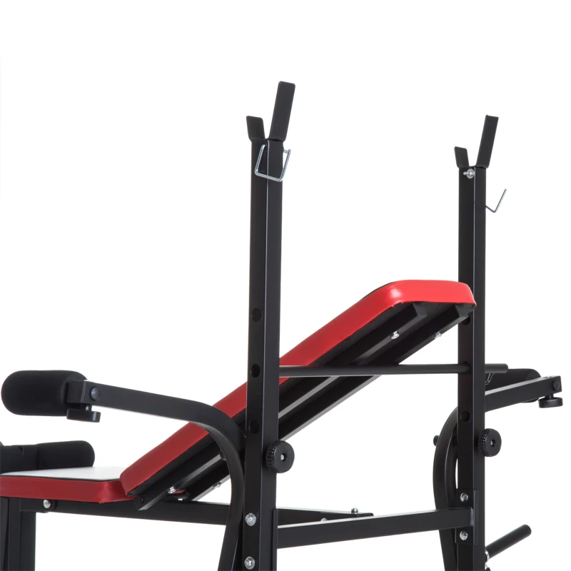 Soozier Adjustable Weight Bench with Leg Developer Barbell Rack for Weight Lifting and Strength Training