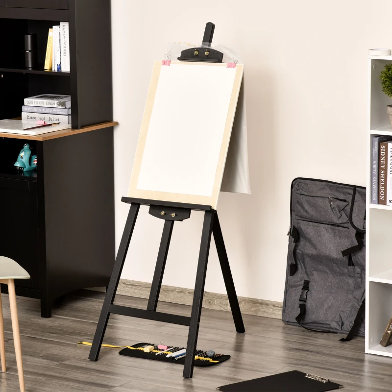 HOMCOM A-Frame Easel of Maximum Height 53", Holds Canvases Up to 43", Painting Studio Art Easel that Tilts up to 90° Degrees for Adults, Beginners, Students, Black