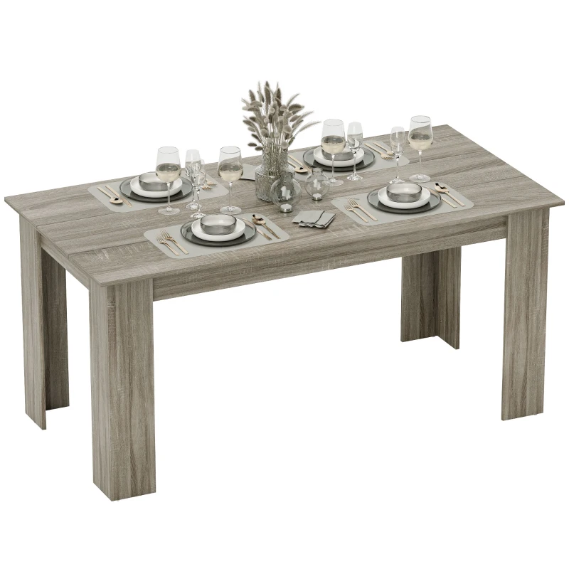 HOMCOM 63" Kitchen Table for 4-6 People, Dining Table with Wood Effect for Dining Room, Grey