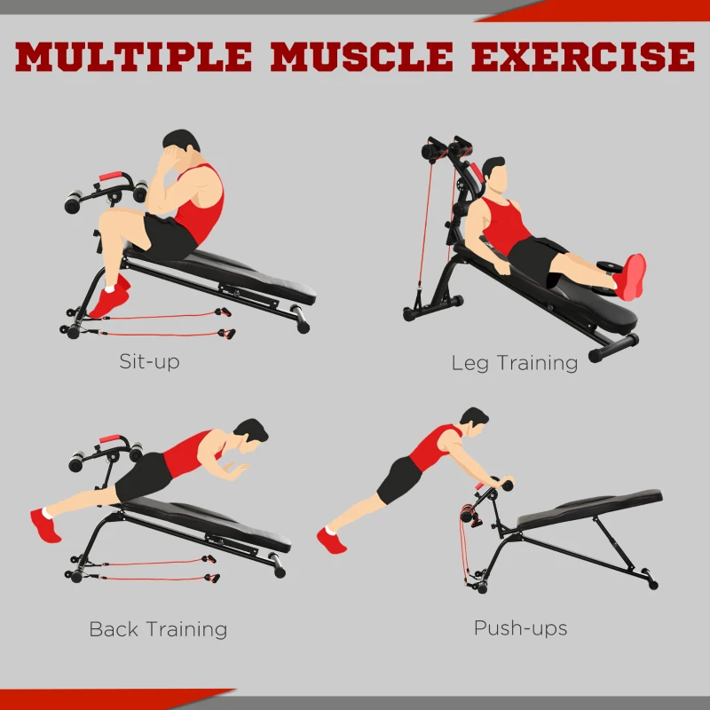 Soozier Multifunctional Sit Up and Dumbbell Weight Bench with 4-Angle Adjustable Backrest & Lightweight Portable Design - Black