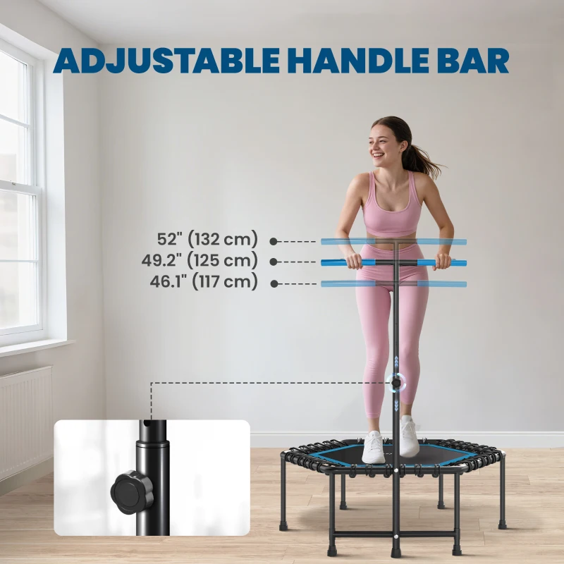 Soozier 45" Rebounder Trampoline for Adult, Quiet Bungee Rebounder with Adjustable Handle, Blue
