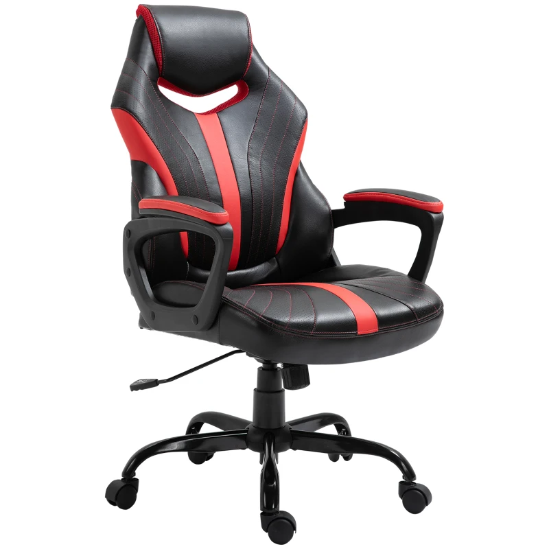 Vinsetto Racing Style Gaming Chair Ergonomic High Back Computer Office Chair PU Leather with 360° Swivel Rocking Adjustable Height Padded Armrest Red