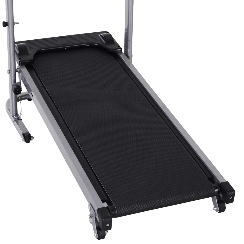 Soozier 2-in-1 Foldable Treadmill Walking Pad Manual Treadmill Machine Sit Up Bench with LCD Screen Home Exercise Fitness