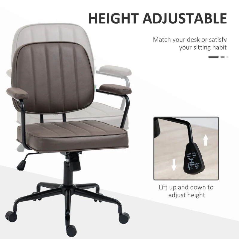 Vinsetto Microfiber Office Chair Desk Chair with 360 Degree Swivel Wheels Adjustable Height Tilt Function Light Brown