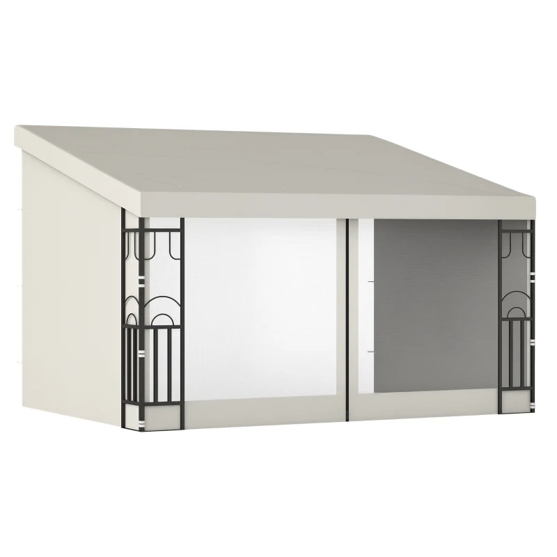 Outsunny 10' x 13' Wall Pergola, Outdoor Gazebo with 2 Curtains and 2 Nettings, UV Resistant, for Patio, Deck,  Beige