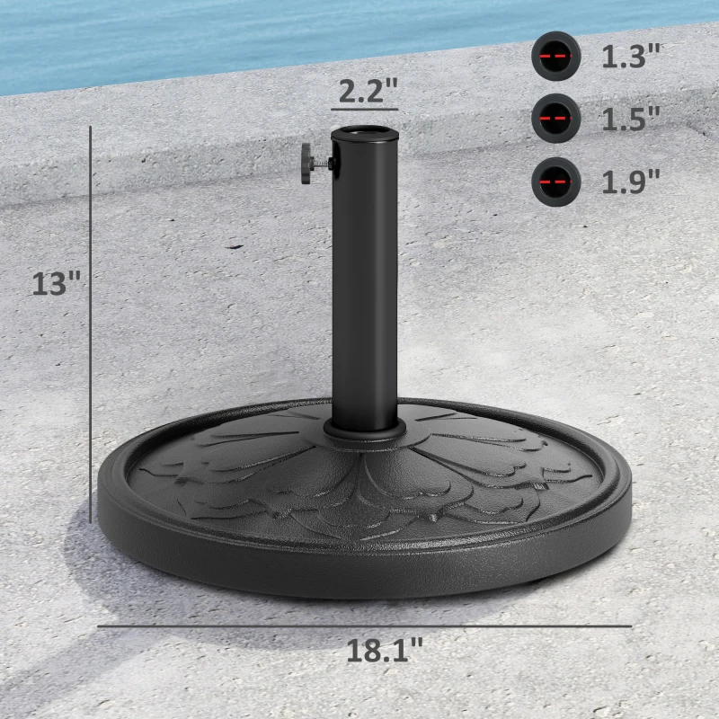 Outsunny Round Patio Umbrella Base, 26 lbs Resin Outdoor Umbrella Stand Base, Patio Umbrella Stand, Black