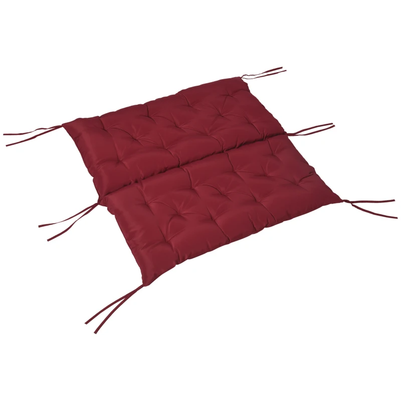 Outsunny Porch Swing Cushion Garden Bench Cushion with Backrest, Non-Slip 2-seater Soft Pad, Swing Chair Mat Replacement for Indoor and Outdoor, 39.4" x 38.6", Wine Red