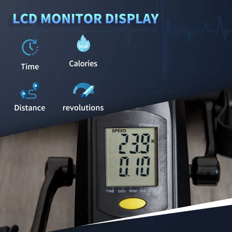 Soozier Under Desk Bike Pedal Exerciser Magnetic Mini Exercise Bike 5 Levels Adjustable Resistance Rehabilitation with LCD Display for Home/Office, Blue/Black