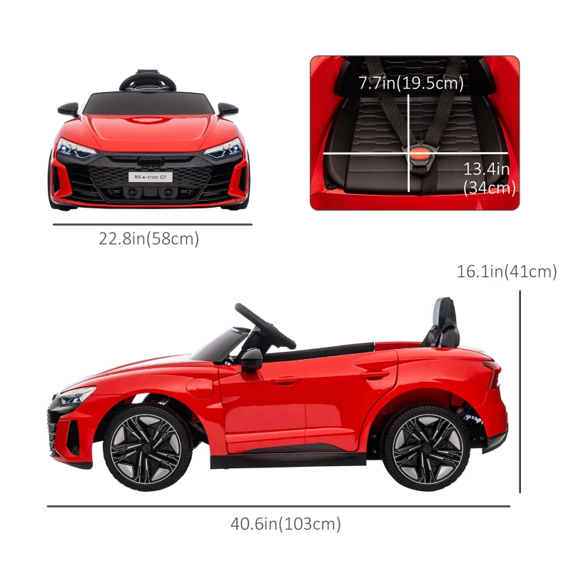 Aosom Ride-On Toy On Car with Remote Control, 12V 3.1 MPH Electric Ride for Kids w/ Suspension System, Horn Honking, Red