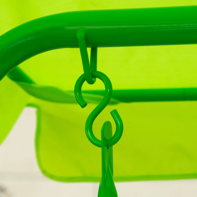 Outsunny Kids Patio Swing, Adjustable Canopy Swing Glider, Kids Outdoor Swing Chair with 2 Seats, Seat-Belted Safety, Green