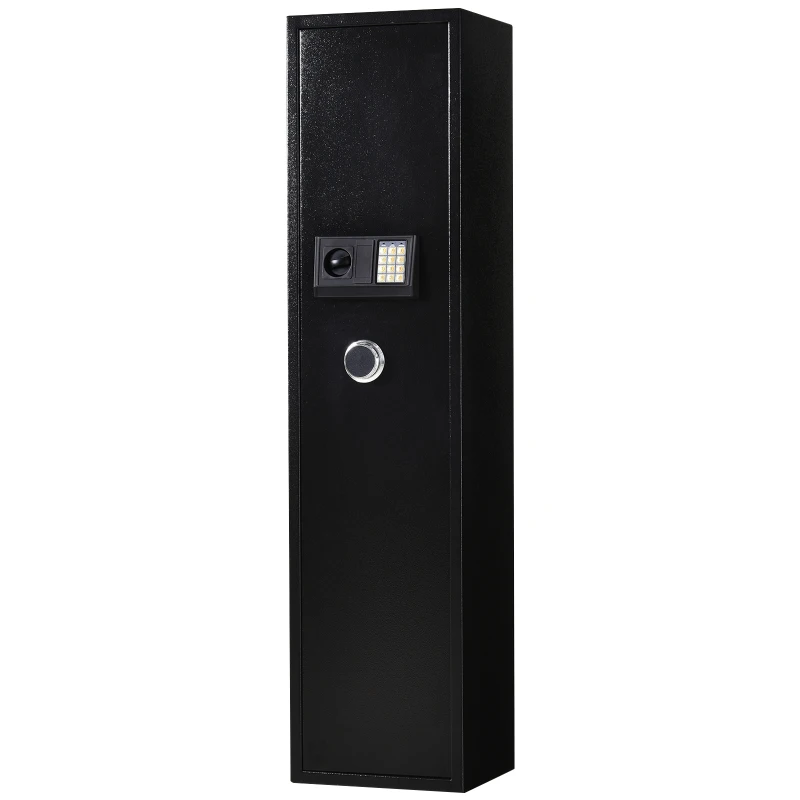 HomCom 56" Steel Electronic 5 Rifle Gun Security Cabinet w/Digital Keypad, Keys,Padded Interior- Black