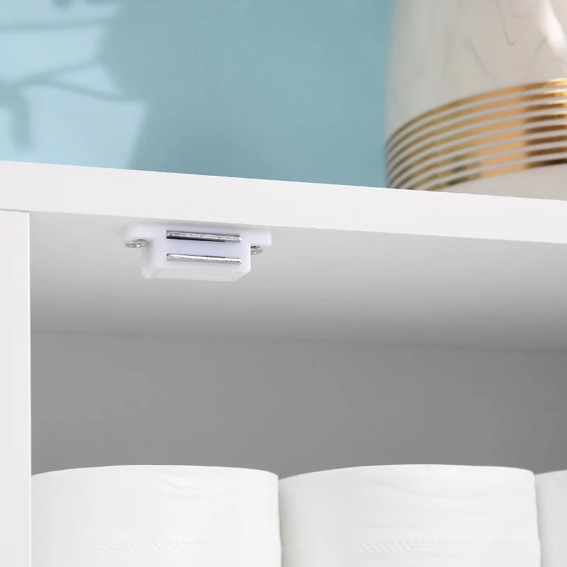 kleankin Over The Toilet Storage Shelf, Freestanding Bathroom Organizers Cabinet with Flip Up Door and Adjustable Shelves for Laundry Room, White