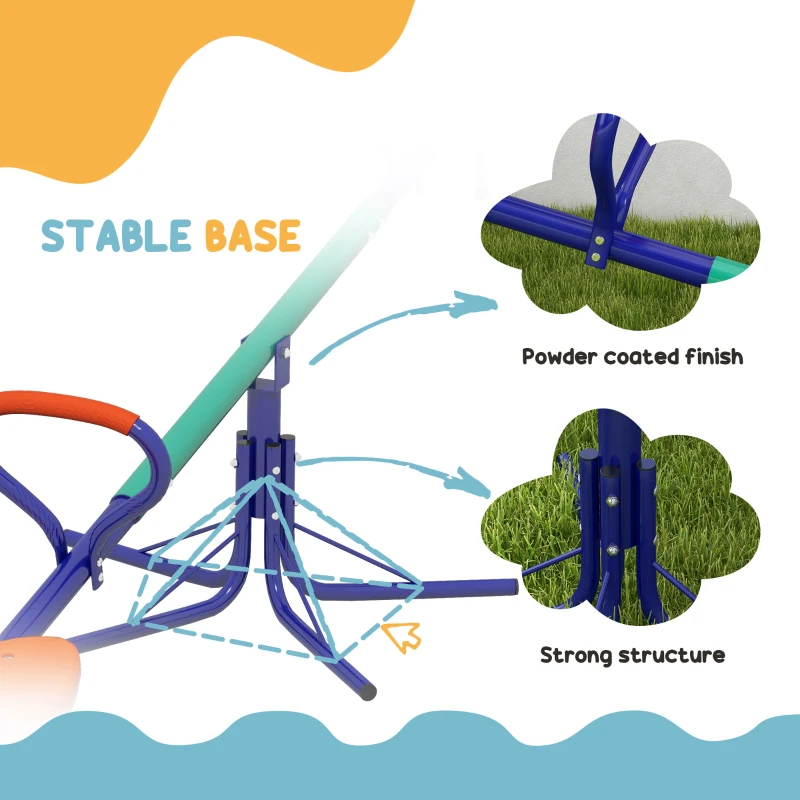 Outsunny Kids Seesaw Swivel with 360 Degrees Rotating, Outdoor Playground Equipment for Backyard, Playground, Multicoloured