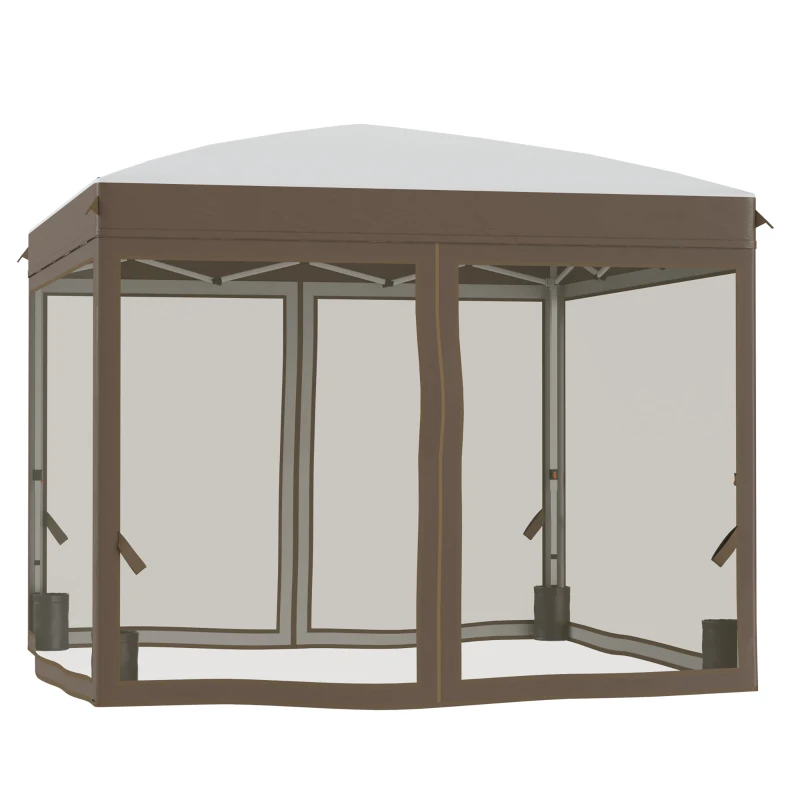 Outsunny 10' x 10' Pop Up Canopy Tent with Netting, Instant Sun Shelter, Tents for Parties, Height Adjustable