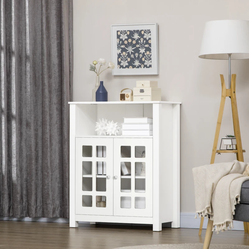 HOMCOM Kitchen Cabinet, Storage Cabinet, Sideboard Buffet Cabinet with Glass Doors for Kitchen, Living Room