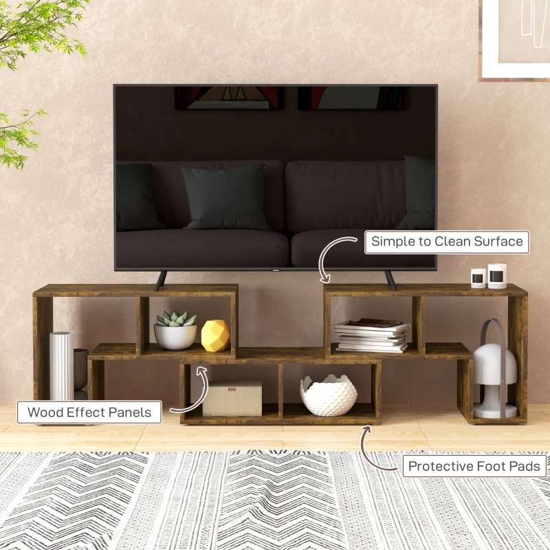 HOMCOM TV Stand for TVs up to 75", 3-Piece Modular TV Console with Open Storage Shelves, Rustic Brown