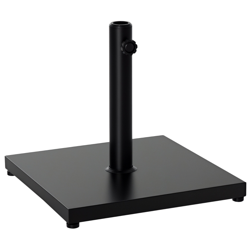 Outsunny 40 lbs Steel Square Umbrella Base Stand w/ Adjustable Knob Parasol Stand Garden Patio Outdoor Home, Black