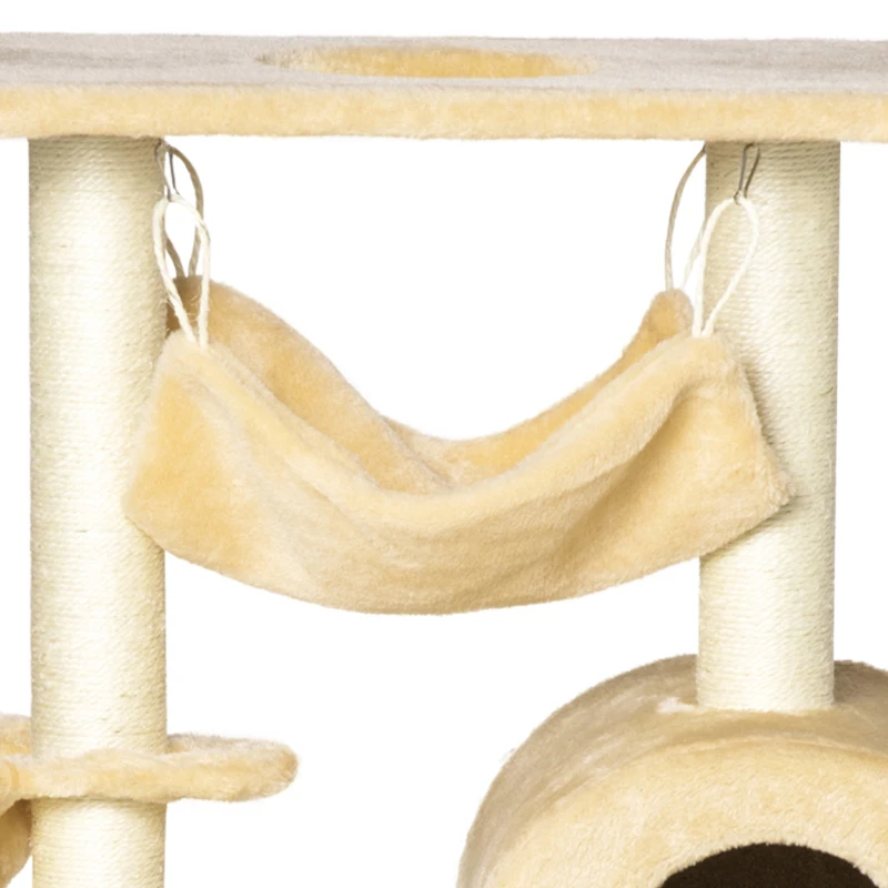 PawHut 39" Deluxe Cat Tree Tower Scratching Post Kitten Condo Activity Center Deep Cream