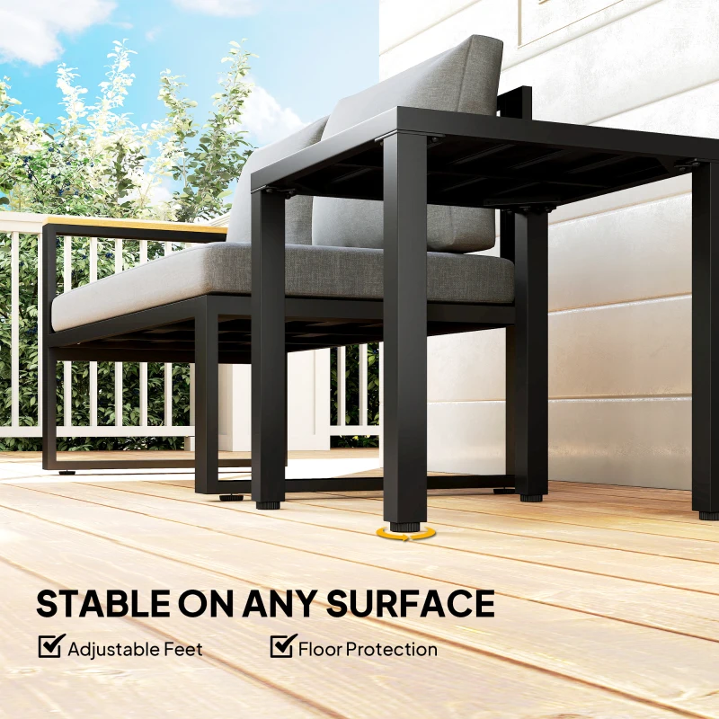 Outsunny Metal Outdoor Side Table, 45.5 cm Square Patio Side Table, Small Accent Table for Garden, Poolside, Black