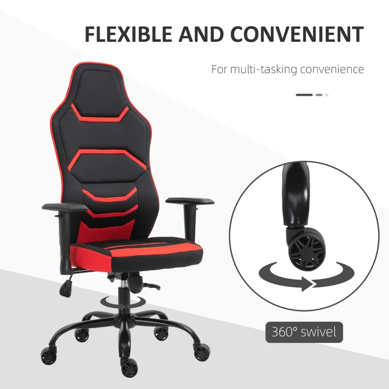 Vinsetto High Back Racing Style Gaming Office Chair Home Computer Task Chair with Armrest, Seat on Wheels, Tilt,  Red