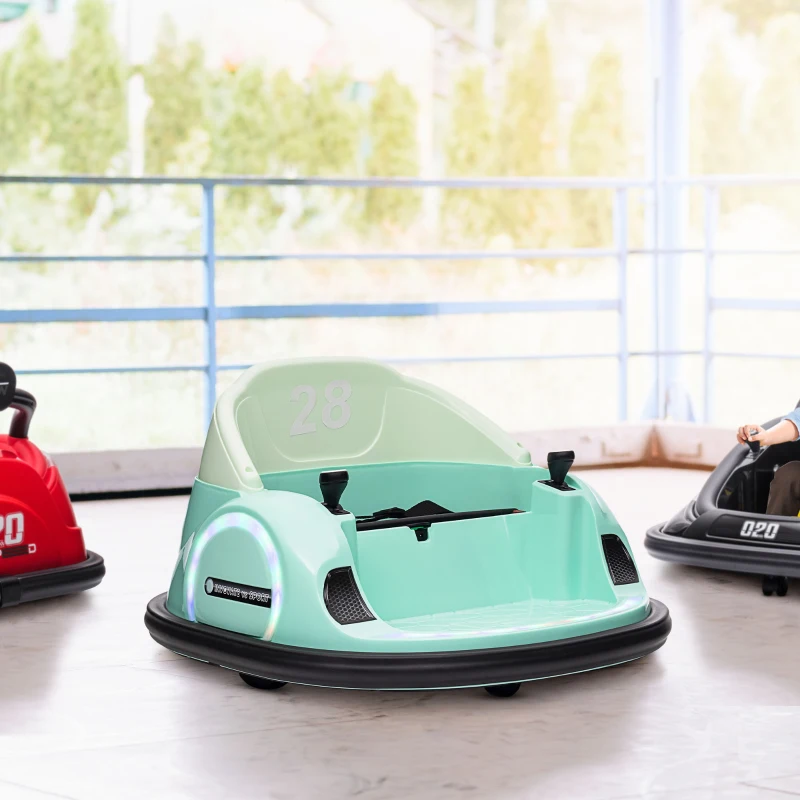 Qaba 12V Electric Ride on Bumper Car for Kids 1.5-5 Years Old, Baby Bumper Car with Remote Control, Green