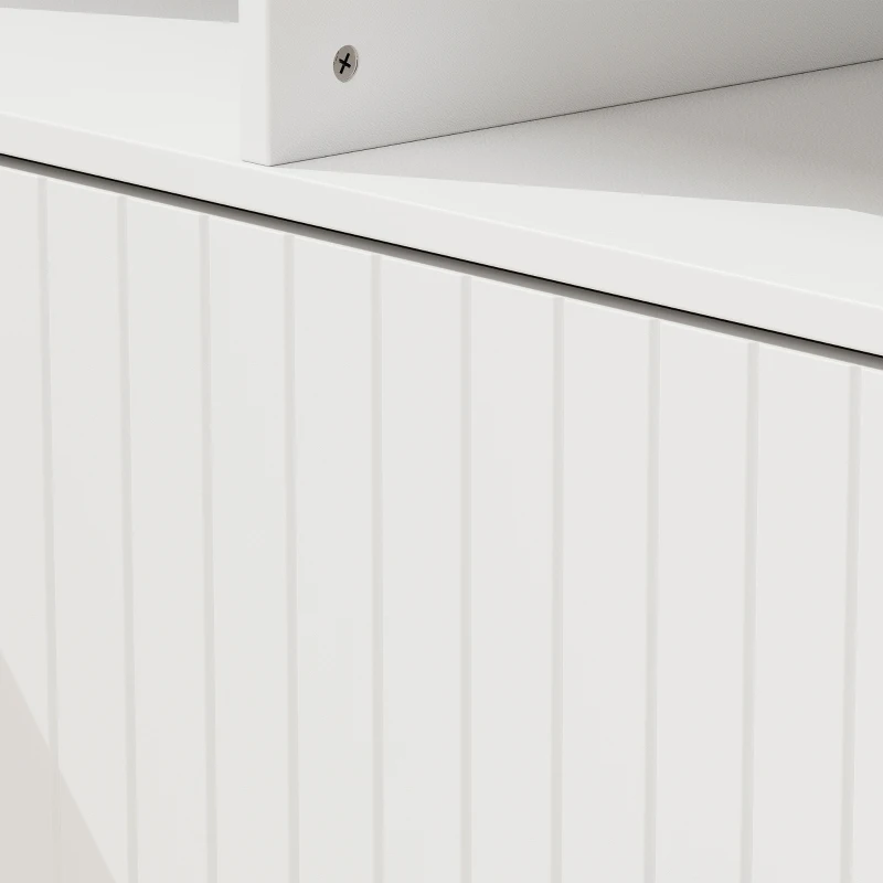 HOMCOM Lateral Office Filing Cabinet, 1-Drawer File Cabinet with Open Storage Shelves, Adjustable Hanging Bars, White