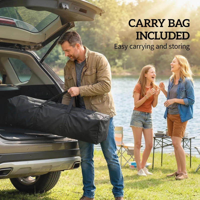 Outsunny 5 x 8.5 ft Pop Up Grill Gazebo with 2 Shelves, UPF 50+ Outdoor Instant Canopy Portable Shelter with Carry Bag, Dark Grey