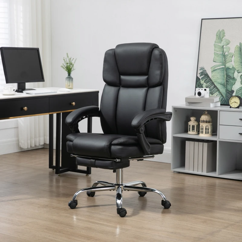 Vinsetto Massage Office Chair, Reclining Executive Office Chair with 6-Point Vibration, Footrest and High Back, Black