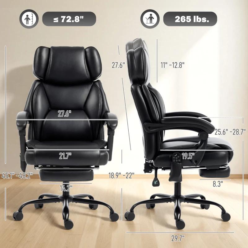 HOMCOM High Back Vibration Massage Office Chair Heated Reclining Computer Chair w/ Footrest, Swivel Wheels, Remote, Black
