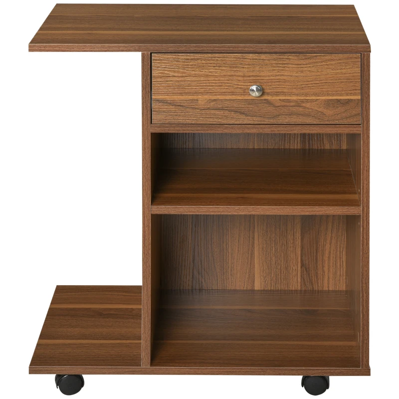 Vinsetto Mobile Printer Stand, Rolling File Cabinet Cart with Wheels, Adjustable Shelf, Drawer and CPU Stand, Walnut