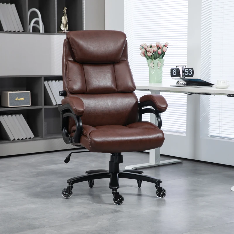 Vinsetto Big and Tall Office Chair, 400 lbs, Executive Computer Chair with PU Leather, Adjustable Height, Brown