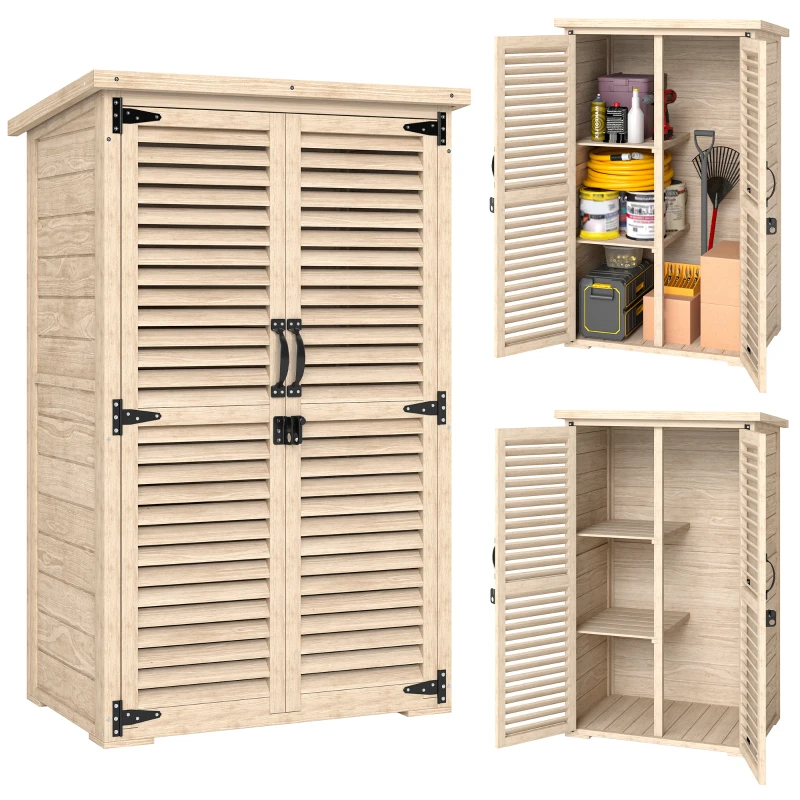 Outsunny 30" x 20" x 47" Wooden Garden Shed, Outdoor Storage Shed with Waterproof Asphalt Roof, Shelves, Natural