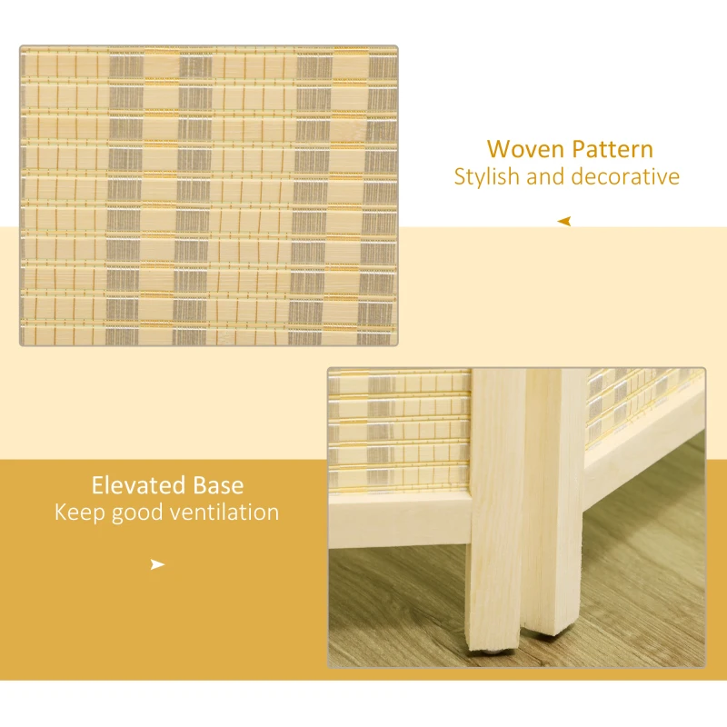 HOMCOM Woven Bamboo Room Divider, 4 Panel Folding Indoor Privacy Screens for Home Office, 71"x71"x0.6", Natural