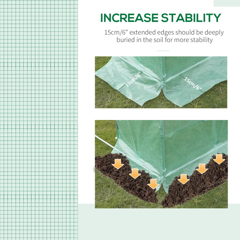 Outsunny Greenhouse Replacement Cover for 11.5' x 9.8' x 6.6' Walk-in Tunnel PE Hot House Cover with Zipper Door and 6 Roll Up Windows, Green (Frame Not Included)