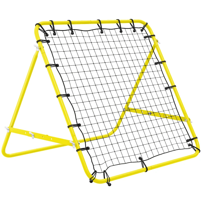 HOMCOM Volleyball Rebounder Net Football Training Aid Kickback Target Play Yellow