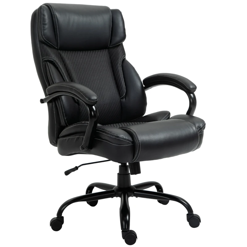 Vinsetto 484LBS Big and Tall Ergonomic Executive Office Chair with Wide Seat, High Back Adjustable Computer Task Chair Swivel PU Leather, Black