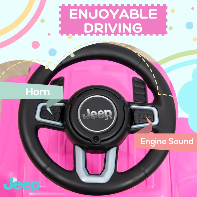Aosom Kids Ride on Push Car, with Engine Sounds & Under-Seat Storage, Foot-to-Floor Ride on Sliding Car with Horn, Pink