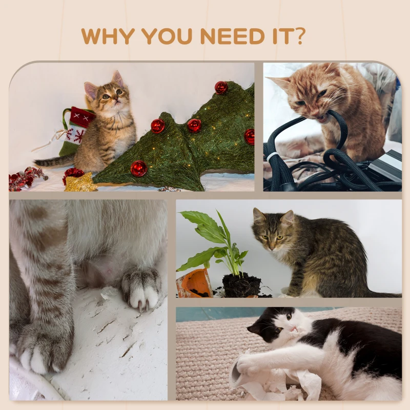 PawHut 3pc Cat Wall Shelves w/ Scratching Post, Perches, Ladder, Steps & Scratching Board, Beige
