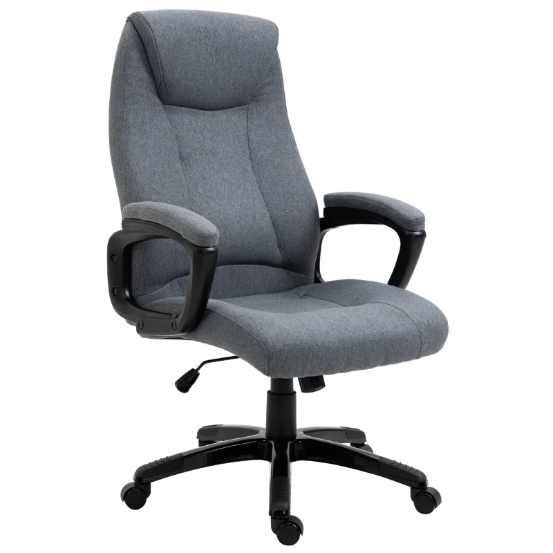 Vinsetto Fabric Home Office Chair, Computer Desk Chair with Tilt Function, Executive Chair with 360° Swivel, Adjustable Height, Padded Armrests and Headrest, Gray
