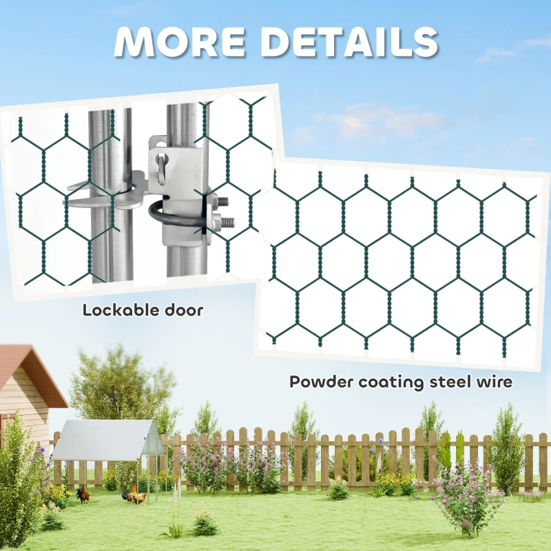 PawHut Metal Chicken Coop with Water- and UV-Protection Cover for Backyard Hen, Duck, Rabbit, 6.6' x 6.6' x 6.6'