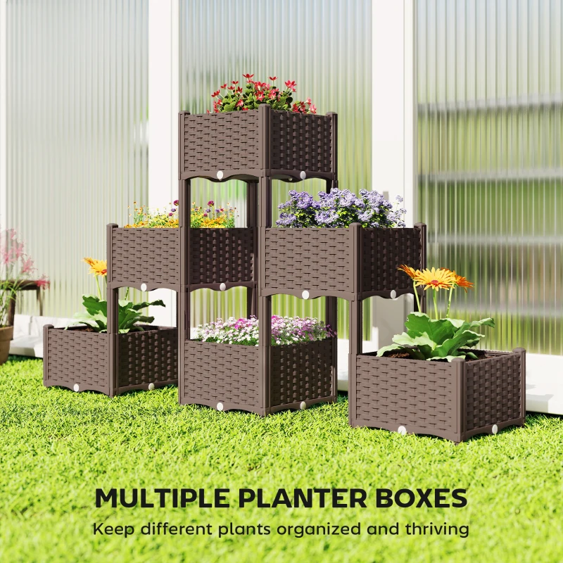 Outsunny Plastic Raised Garden Bed with Legs, Self Watering Elevated Planter Boxes with Drainage Holes and Plugs