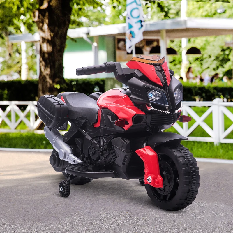 Aosom Kids Ride On Motorcycle, 6V Electric Battery Powered Dirt Bike w/ Training Wheels, Gift for Children Boys Girls Red