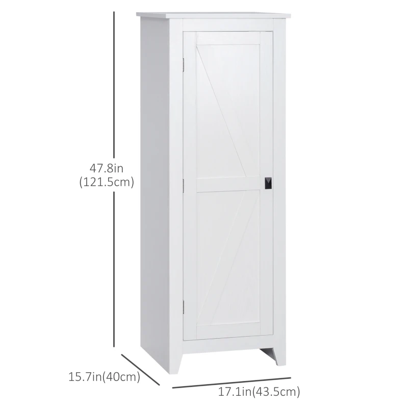 HOMCOM 48" Farmhouse Kitchen Pantry Storage Cabinet with Barn Door, Kitchen Pantry Cabinet with Adjustable Shelves, White