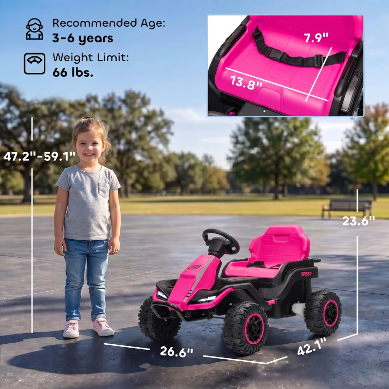 Qaba 24V Kids Electric Ride On Car with Dual Motors, Remote Control, 4-Wheel Suspension, Soft Start for 3-6 Years, Pink