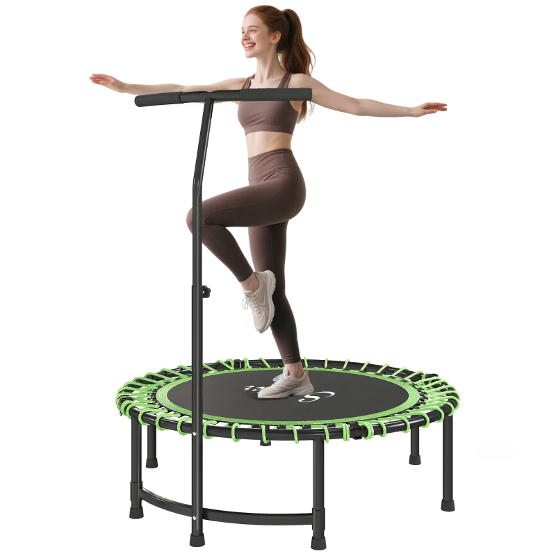 Soozier 45" Mini Trampoline for Adults, Foldable Fitness Exercise Rebounder with Adjustable Handle