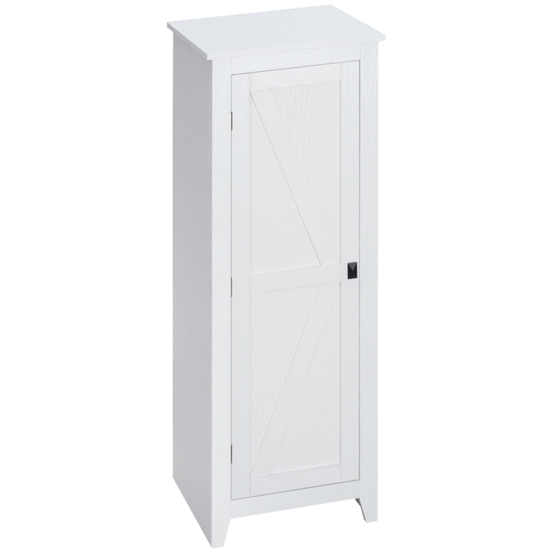 HOMCOM 48" Farmhouse Kitchen Pantry Storage Cabinet with Barn Door, Kitchen Pantry Cabinet with Adjustable Shelves, White