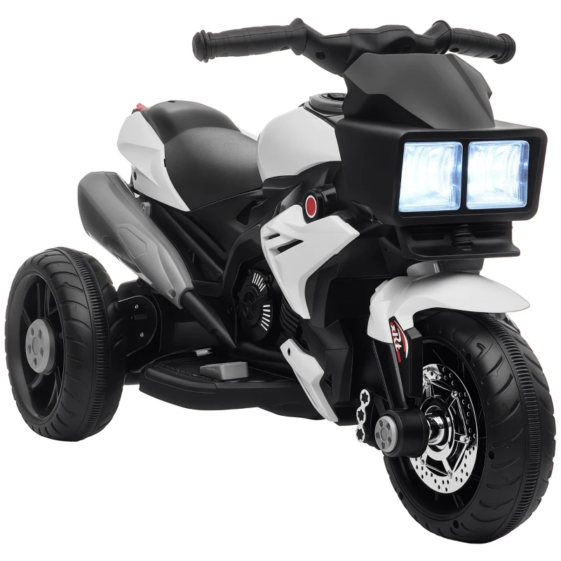 Aosom Kids Electric Pedal Motorcycle Ride-On Toy 6V Battery Powered w/ Music Horn Headlights Motorbike for 37–60 M White